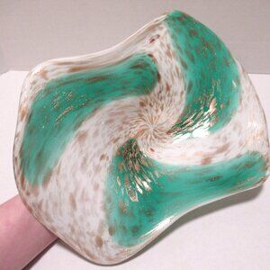 Swirled Green and White Glass Platter
